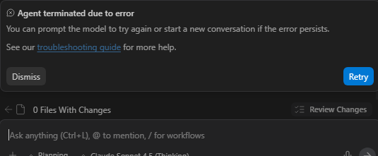 Retry Button for Connection Error